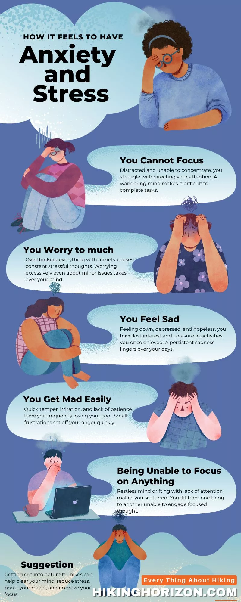 Pale Blue Anxiety and Stress Infographic